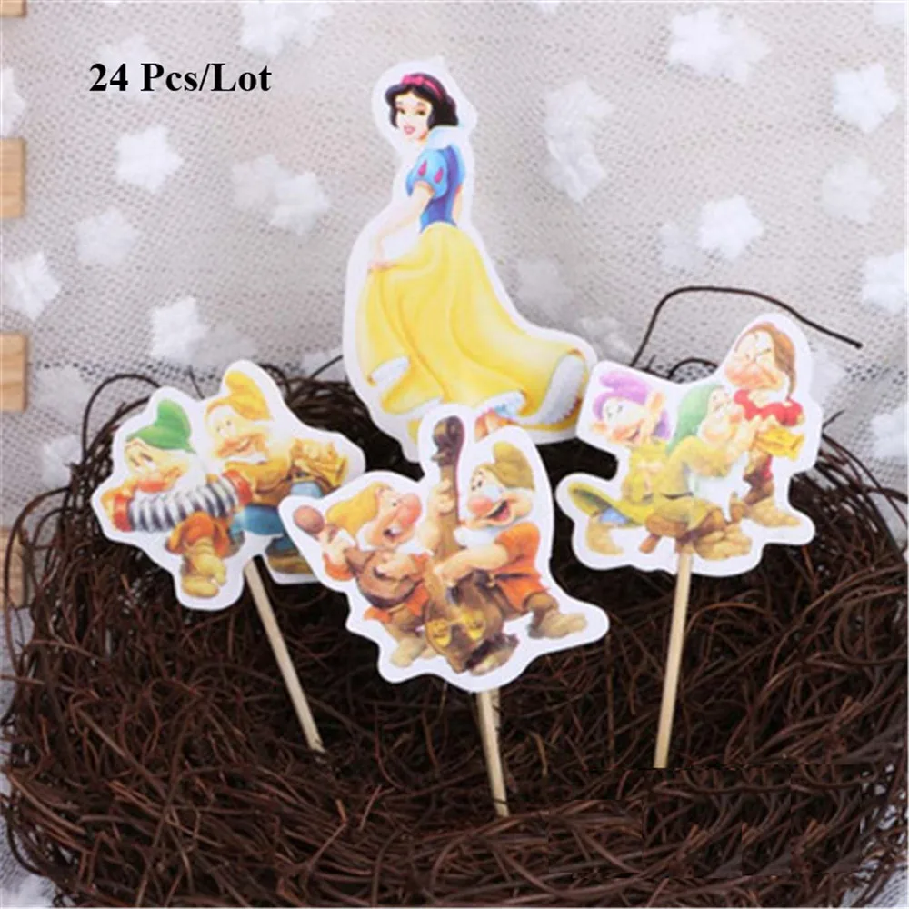 Cupcake toothзубочистка флаг ребенок chilldren девушки украшение для торта ко дню рождения Белоснежка и карликовый торт Топпер флаг