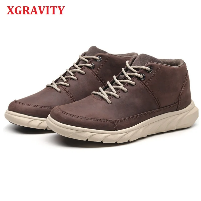 

XGRAVITY Size 39-44 Cool Man's Short Boots Cow Genuine Leather Men's Shoes Spring Working Shoes Outdoor Martin Ankle Boots A177