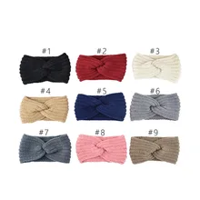 1 шт. вязаная головная повязка для женщин, вязанная крючком головная повязка, шерстяная пряжа, Женская повязка для волос, теплая зимняя повязка на голову, модная 2U81204