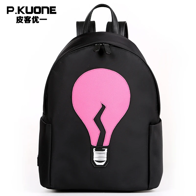 

P.KUONE Light Bulb Fashion Design Canvas Women Backpack Mini Shoulder Bag For School Teenager Girls Casual Travel Daily Backpack