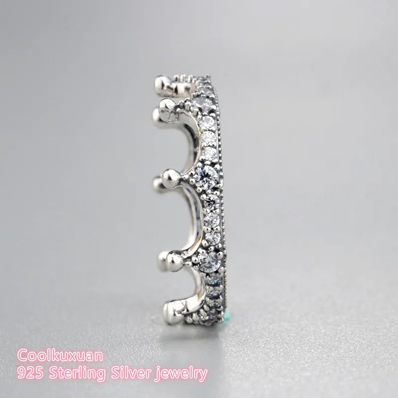 Новинка весны стерлингового серебра 925 очарованная Корона кольцо, прозрачный CZ для DIY ювелирных изделий женщин