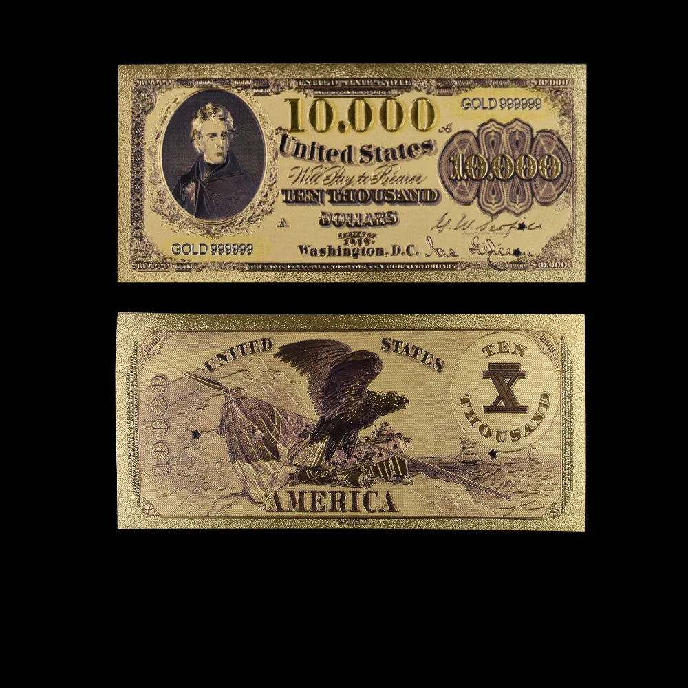 

10000 Dollar Gold Foil Colorful Double Design America Banknote Gold Foil Plated Banknote/paper Money Colletion Fake Dollars