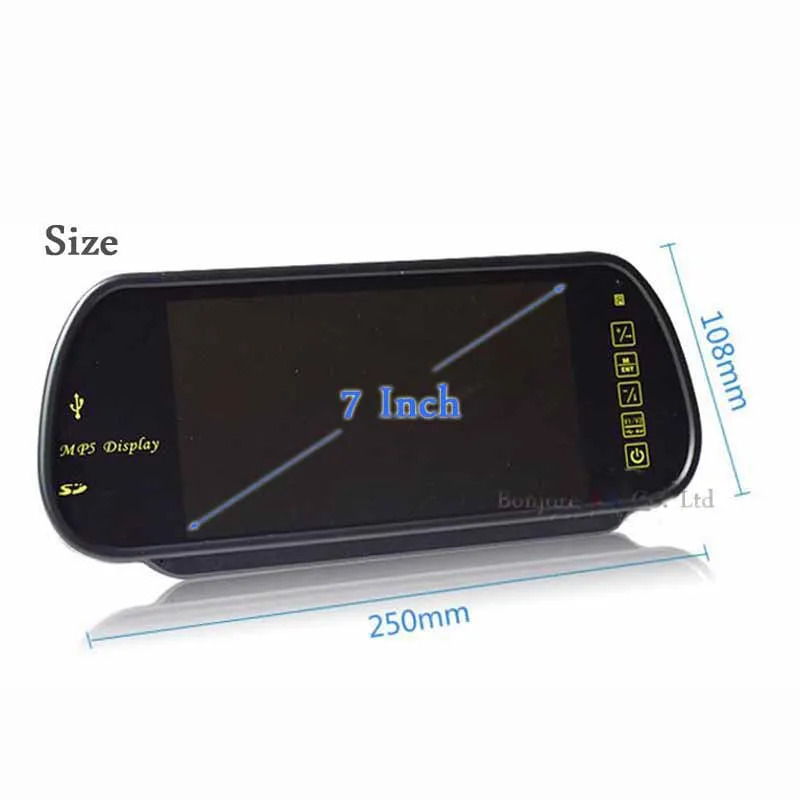 7 Inch LCD TFT Car Mirror Monitor 1024*800 Bluetooth MP5 Player with USB SD SLOT Remote control Audio out input FM function 7 Inch LCD TFT Car Mirror Monitor 1024*800 Bluetooth MP5 Player with USB SD SLOT Remote control Audio out input FM function