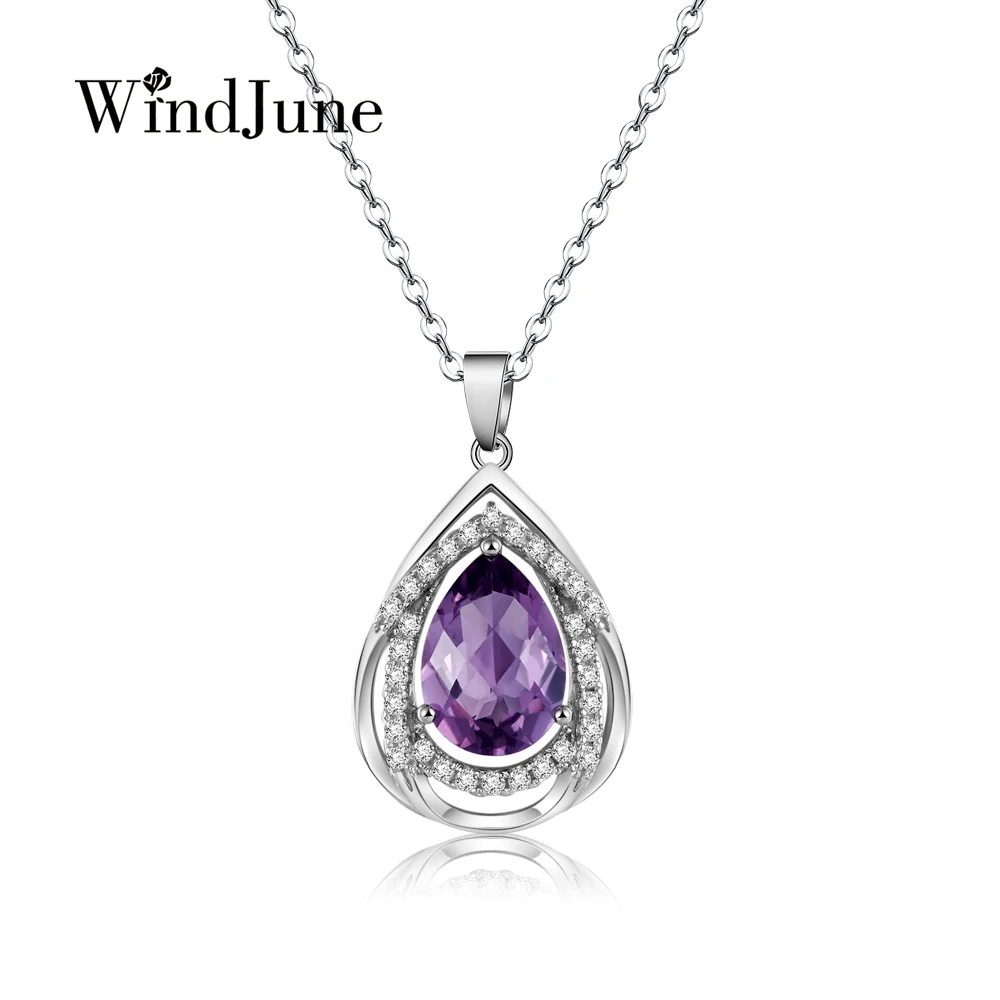 New Natural Amethyst gemstone Necklace Pendant Authentic 100 925