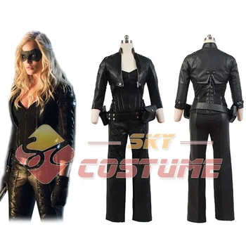 

Green Arrow Costume Black Canary Sara Lance Artificial Leather Outfit Jacket Gloves For Adult Women Halloween Cosplay Full Set