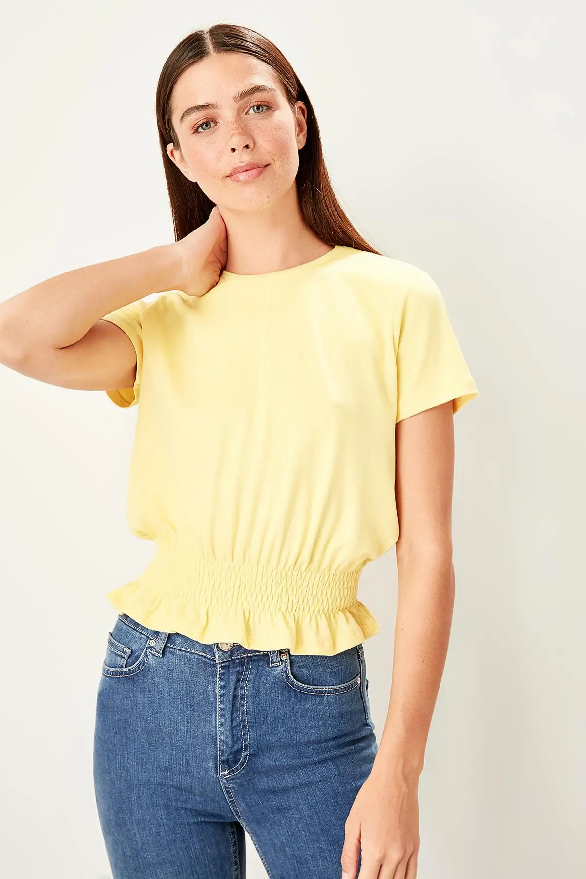 

Trendyol Yellow Gipeli Bicycle Neck Knitted Blouse TWOSS19FV0280