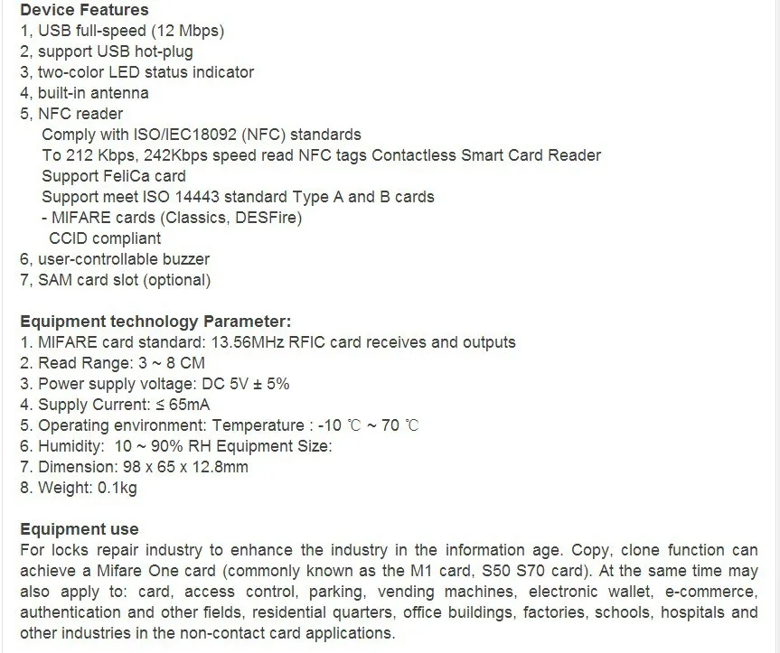 13,56 МГц IC M1k S50 карточный копировальный аппарат Cloner для анализа