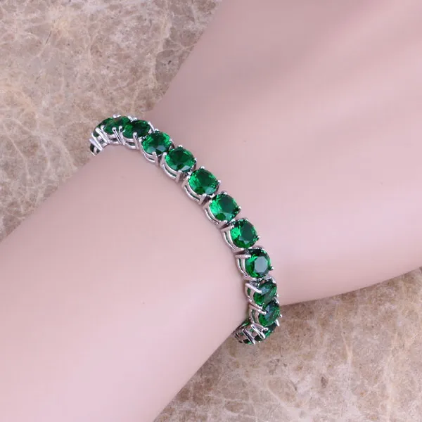 

Admirable Green Cubic Zirconia 925 Sterling Silver Link Chain Bracelet 7 inch For Women S0275