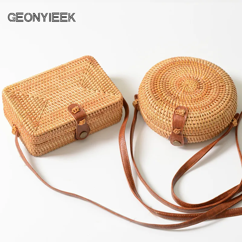 

JIULIN2018 hot Fashion Round Straw Bag Handbags Women Summer Rattan Bag Handmade Woven Beach Handbag For Women Bag