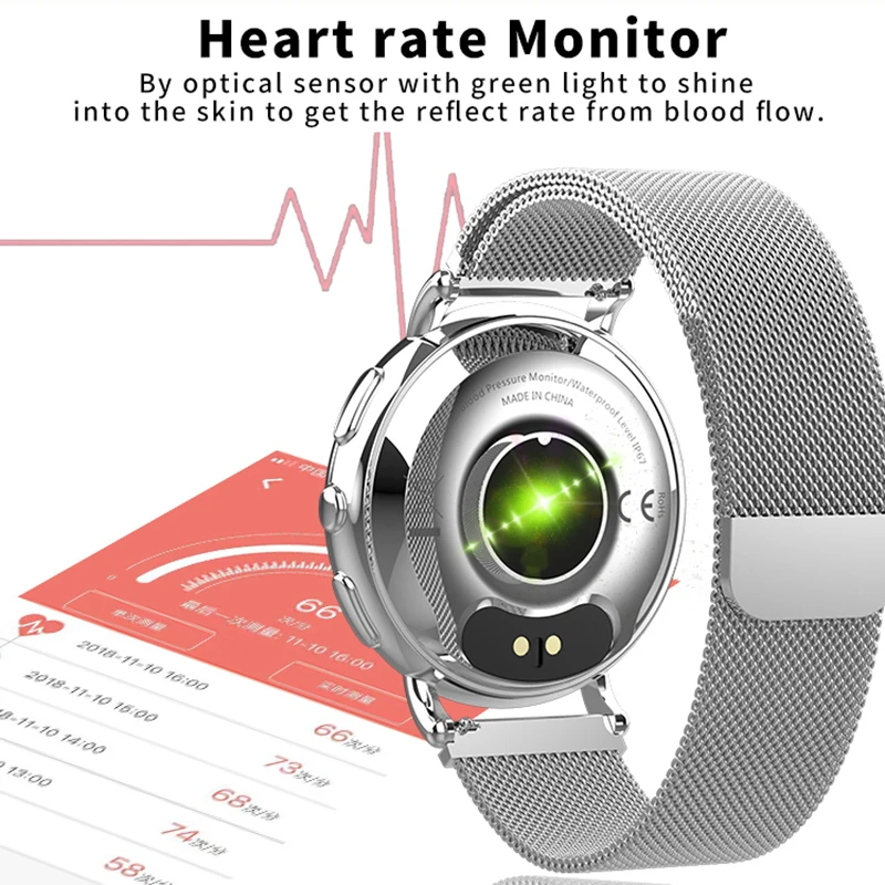 Skup Inteligentny zegarek do monitorowania tętna kobiet bransoletka z monitorem aktywności krokomierz zegar wodoodporny sportowe damskie smartwatch dla iOS Android