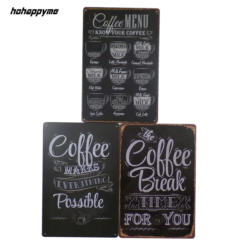 Coffee Sign Decoration Plaque Metal Vintage House Art License