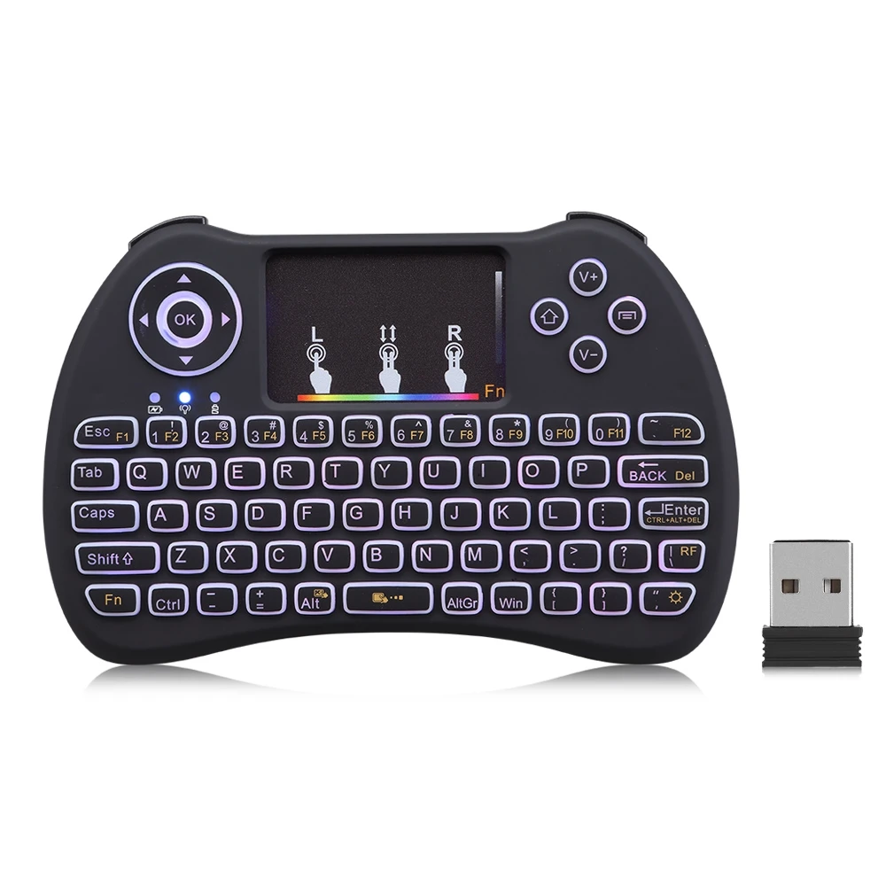 Мини Беспроводная QWERTY клавиатура 2,4 ГГц воздушная мышь с подсветкой умный Многофункциональный тачпад игровая клавиатура для ПК Android tv Box HTPC