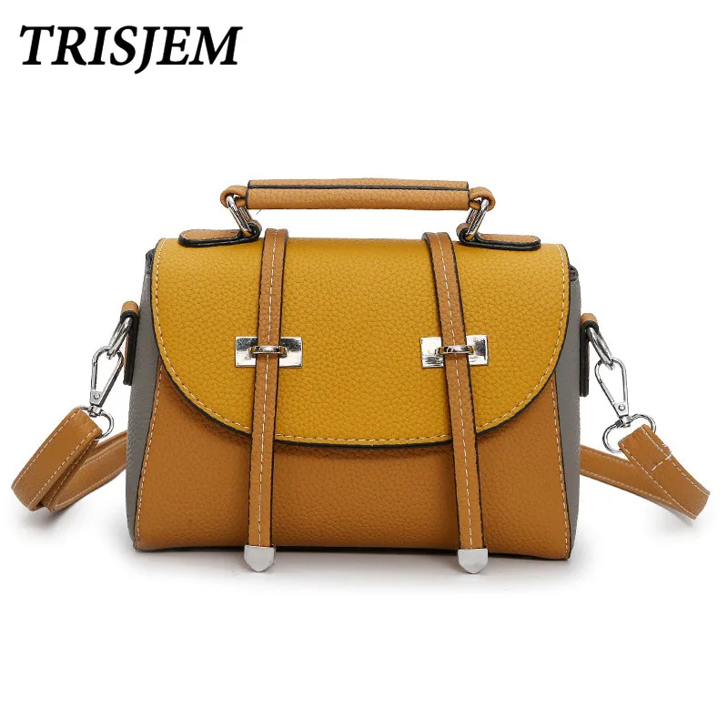 

2018 Small Panelled Women Handbags Hasp PU Leather Women's Crossbody Bags Brown Famous Designer Brand Green Messenger Bags
