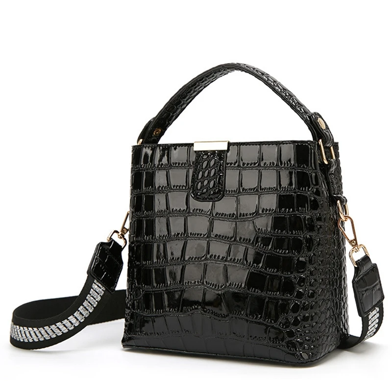 

Women'S One-Shoulder Crocodile Pattern Bucket Bag Messenger Bag Mobile Handbag