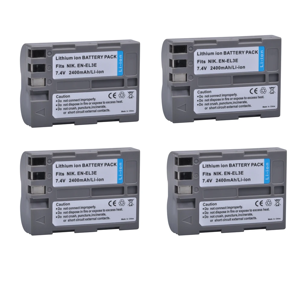 

4Pcs 2400mAh EN-EL3e EN EL3e ENEL3e EL3E Batteries for Nikon D30 D50 D70 D70S D90 D80 D100 D200 D300 D300S D700 Digital Camera