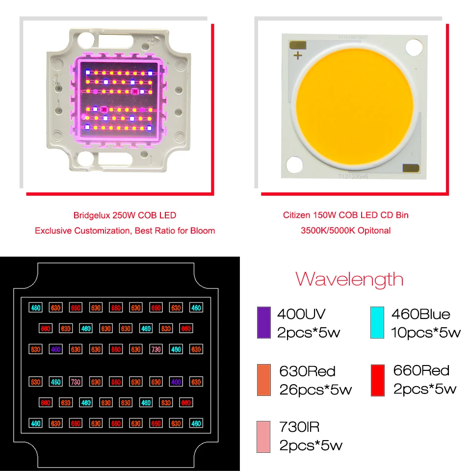Затемняемый полный спектр LED Grow Light 800 Вт Citizen Bridgelux COB Крытый Гидропоника теплицы