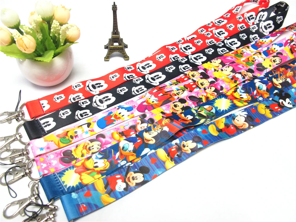 

2019 New ABAY Boys Girls Mickey Mouse Key Lanyard ID Cards Holders Minnie Mobile Phone Neck Straps