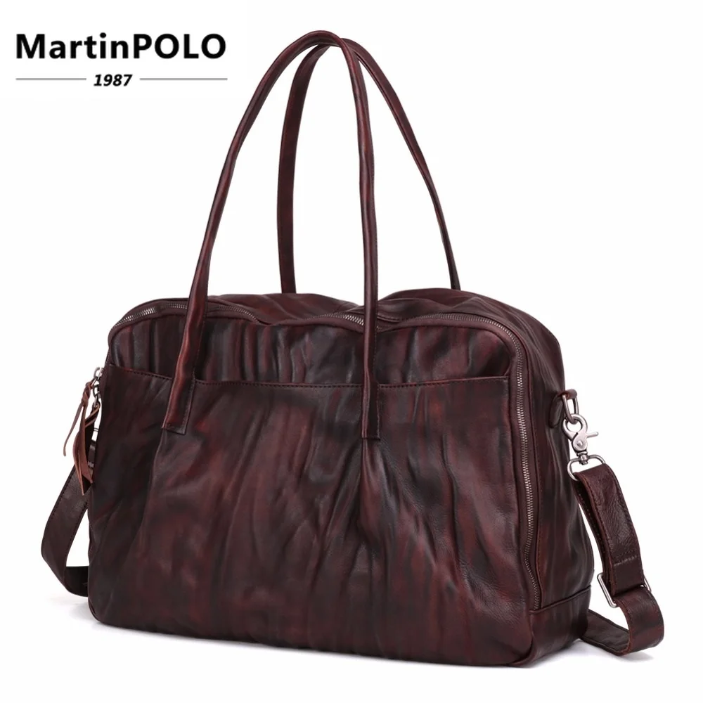 

Brand Weekend Duffel Bag Large Genuine Leather Business Men's Travel Bag Popular Vintage Cow Leather Design Duffl Handbags 6425