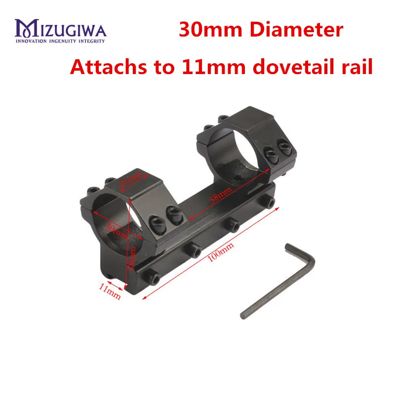 

MIZUGIWA Flat-top 30mm One Piece Low Profile Dovetail Scope Mount Rings Adapter w 11mm Long 100mm Rifles Pistol Airsoft Hunting