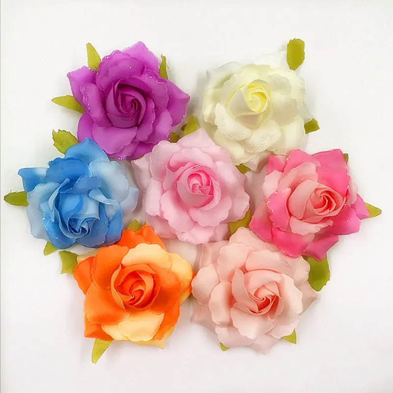 

10 PCS (8.5 cm/a) simulation of artificial silk cloth gold edge rose fake flower heads/wedding decoration DIY gift box collage