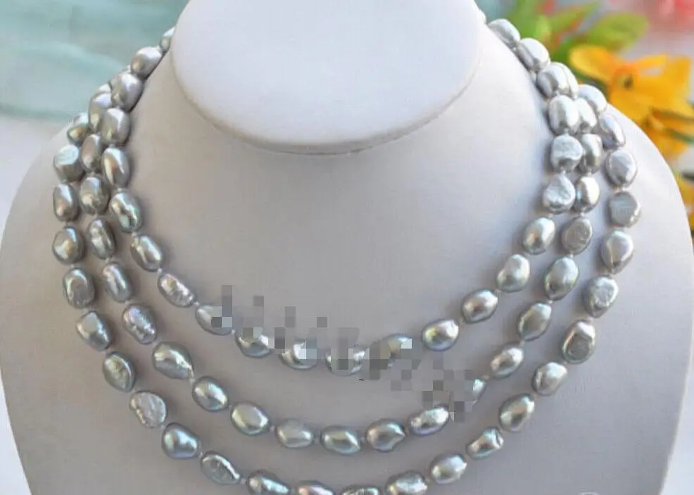 

8-9mm gray baroque freshwater cultured pearl necklace 49"