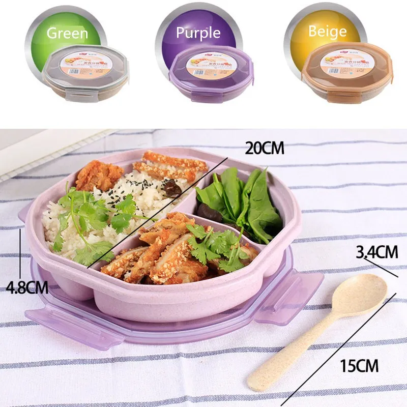 Пшеничной соломы Коробки для обедов Экологичные круглый Bento box Бесплатная