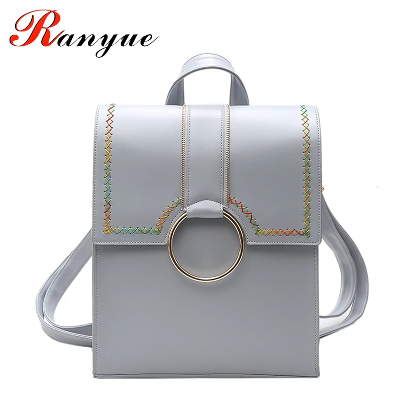 

RANYUE 2017 Cover Girls Backpack Embroide PU Leather Lady Backpack Women Backpacks For Teenage Fashion Girl Shoulder Bags Mujers