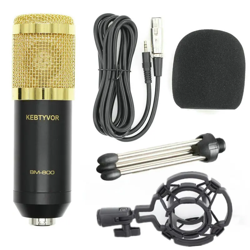 

Hot BM800 Dynamic Condenser Wired Microphone Mic Sound Studio Recording With Shock Mount