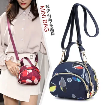 

C-3071 New Fashion Floral Messenger Bag Women Shoulder Bags Mobile phone bag Mini Change Bag light Nylon Handbag