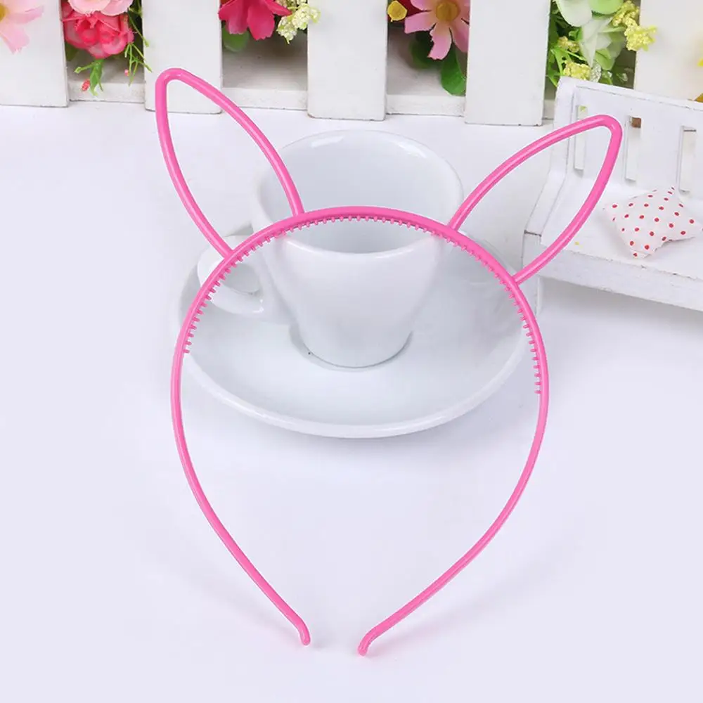 Rabbit ear A M MISM 1 шт., ободки с кошачьими ушками для девочек, корона, тиара, принцесса, с пластиковым животным, лента для волос, Бабочка, бант, аксессуары, головные уборы для девочек - Цвет: Rabbit ear A