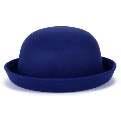 Модная одежда для всей семьи, котелок шерстяные фетровые шляпы федоры для Для женщин Девушки Дети Твердые кошачьими ушками шапка для торжественных приемов фетровой сомбреро обувь в стиле Дерби - Цвет: Royal blue