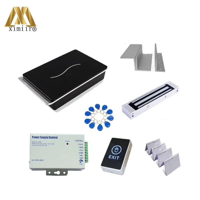 

Biometric SCR100 card access control and time attendance with EM lock ZL bracket power supply no touch switch and 10pcs ID keys