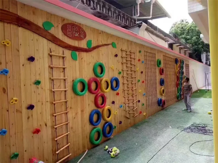 

Kindergarten children's wooden outdoor climbing Dr drill slide small Amusement Equipment fitness training gym equipment