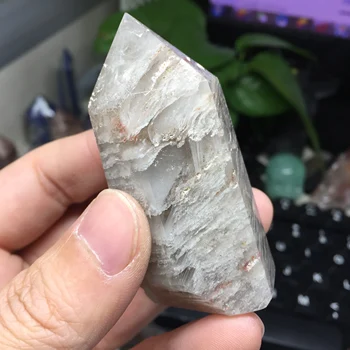 

93g Natural Healing Phantom Quartz Crystal Wand Clear Hierarchy Details Decoration Stone #BH1179