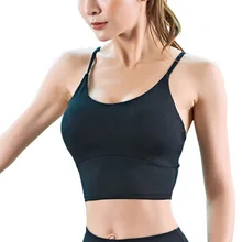 Ударопрочный женский спортивный фитнес бюстгальтер для йоги Бег тонкий плечевой ремень Топ пуш-ап бюстгальтер жилет ED