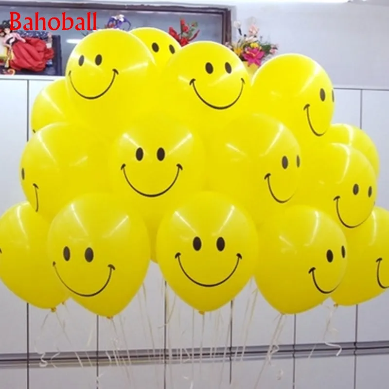 

100pcs/lot 12inch Yellow Smile Face Latex Balloons Air Balloons Inflatable Helium Balloon Wedding Birthday Party Decor Balloon