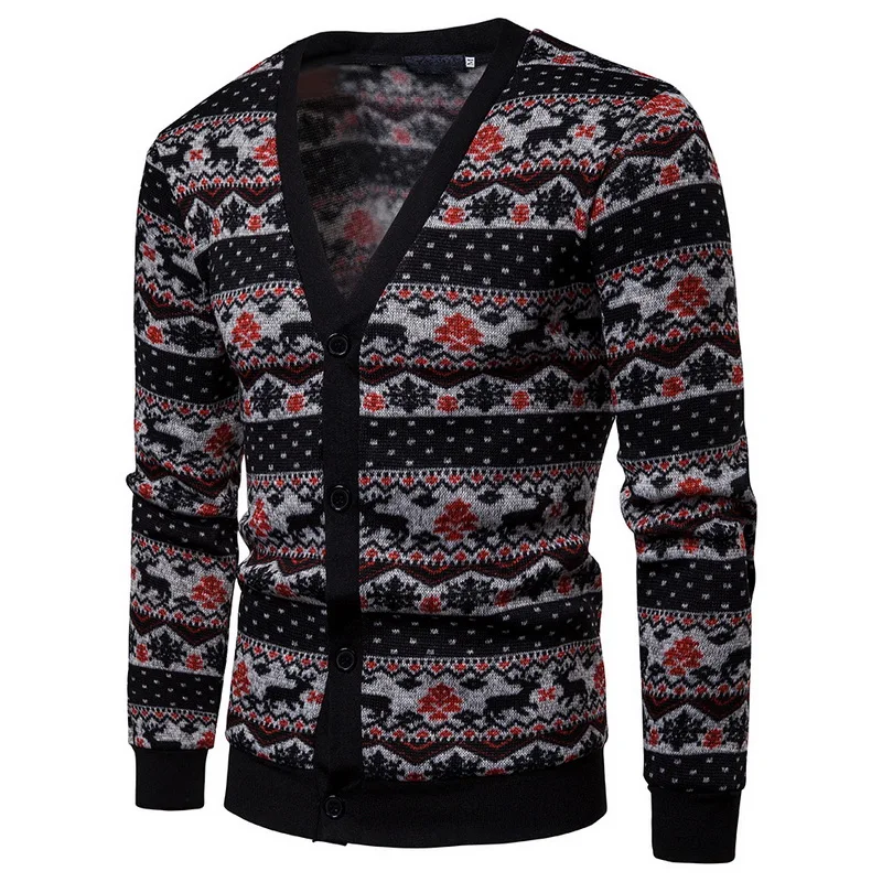 Casual Training Coat Men Fashion Christmas Printed
