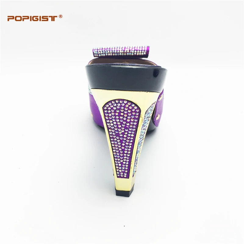Avec Brillant Italien Sans De Assorti Purple Qualité Nouvelle Chaussures Sac Possible Strass Haute Dames Conception Pour D'été Belle xFqY1gw0