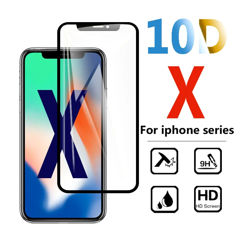 Full Cover Protective Glass on For Apple Iphone X XS XR Max Screen Protector Tremp Aphone Aiphone I phone 10 S R Verre Glas Film | Мобильные