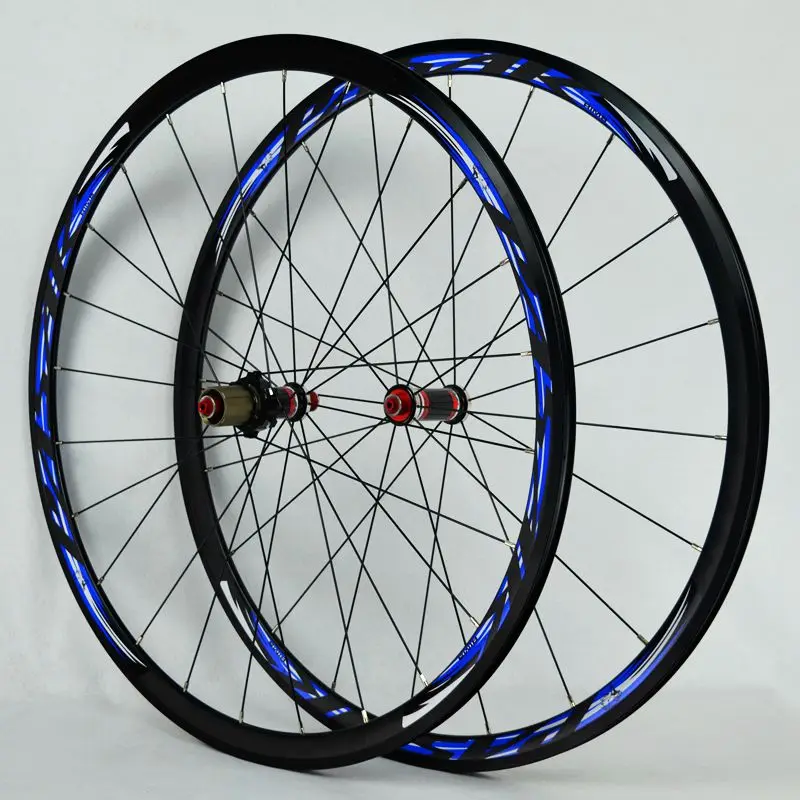 PASAK 700C Wheels Road Bike Wheelset Aluminium Alloy Double Layer Wheel Rim V C Brakes 30mm 40mm Rim 20H Hubs in Carbon Wrapped