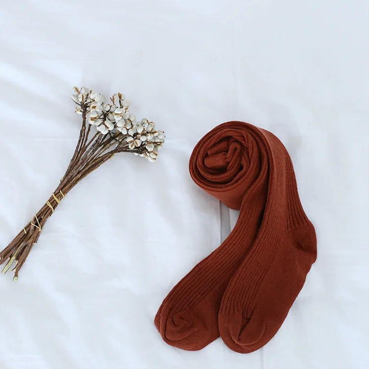 Хлопковые однотонные колготки в Корейском стиле для маленьких девочек От 0 до 6