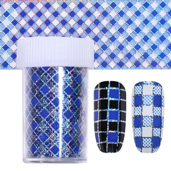 

Star sparkly Nail Foil Stickers Laser Grid Wave Classical geometric Holo Nail Art Transfer Sticker 4*120cm