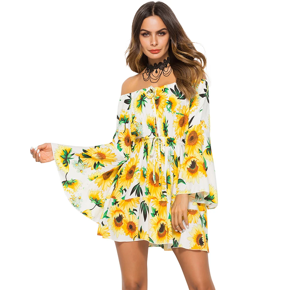 2019 New Fashion Summer Dress Women Off Shoulder Floral ... 2019 New Fashion Summer Dress Women Off Shoulder Floral ...