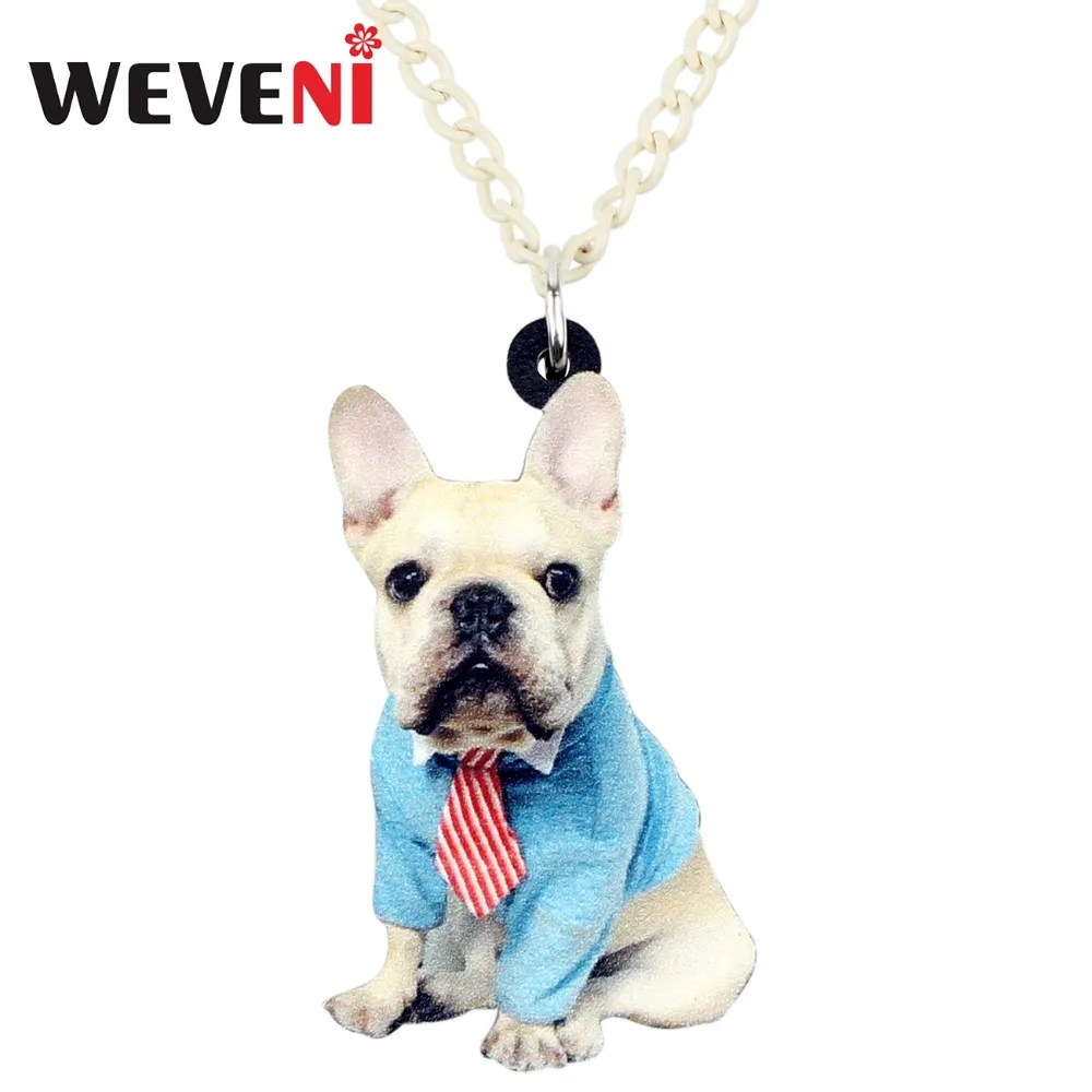 Weveni акриловые в стиле аниме рубашка французский Bulldog Мопс Подвеска для собак цепь