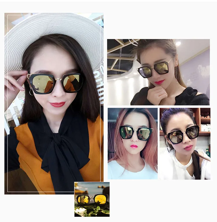 ASUOP2018 new retro cat eye ladies sunglasses luxury brand square men black fashion glasses UV400 large box personality colorful goggles (6)