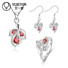 Модные украшения с синим кристаллом наборы для женщин посеребренное для помолвки ювелирные аксессуары