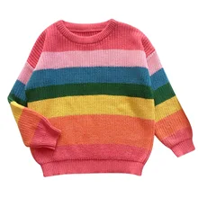 

Kids Sweater Rainbow Children Knitwear for 1 2 3 4 5 6 Years Autumn Winter Fashion Baby Girl Clothes Outerwear Kids Pullover