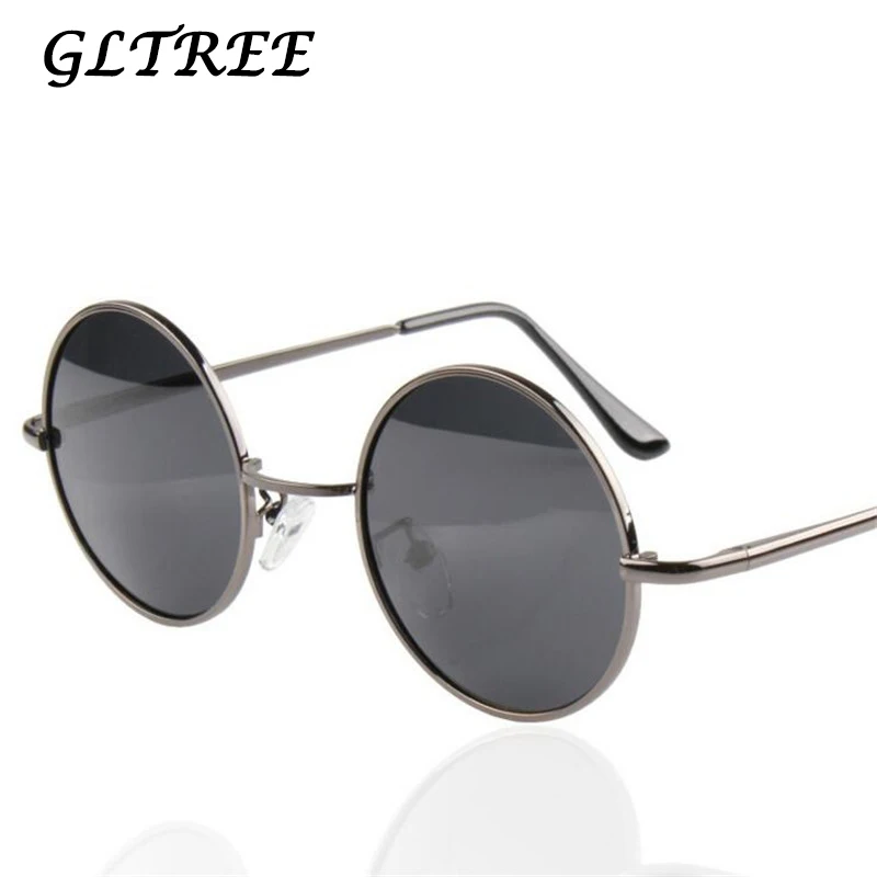 

GLTREE Retro Steampunk Round Sunglasses Men Women Anti-UV Polarized Metal Frame Sun Glasses Mirror gafas de sol Eyewear G331