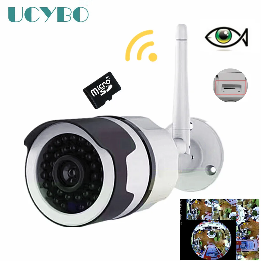

wireless wifi ip camera fisheye 960P outdoor Bullet Panoramic 1.3mp security webcam video surveillance IR ip cameras SD Card