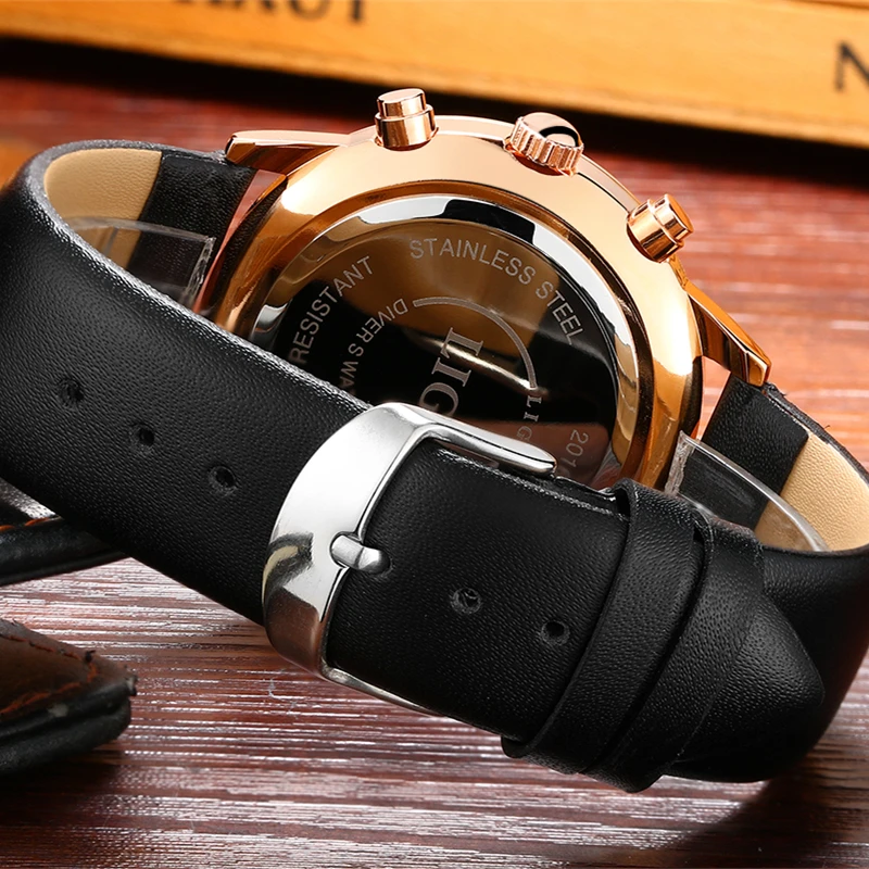 2017 Men Watches Luxury Top Brand LIGE Sport Chronograph Fashion Male Dress Leather Belt Clock Waterproof Quartz WristWatch Mens